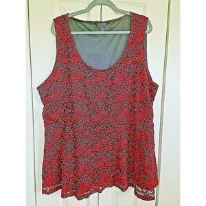 Torrid Women's Size 4 (Plus‎ Size) 4XL Lace Overlay Lined Tank Top Red Black